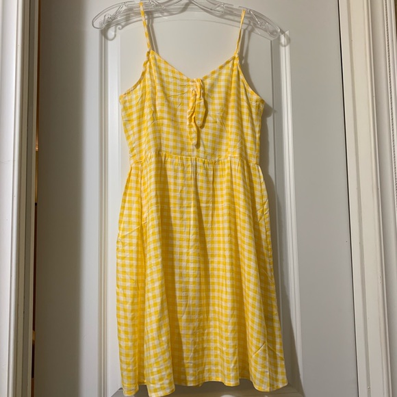 yellow gingham mini dress
